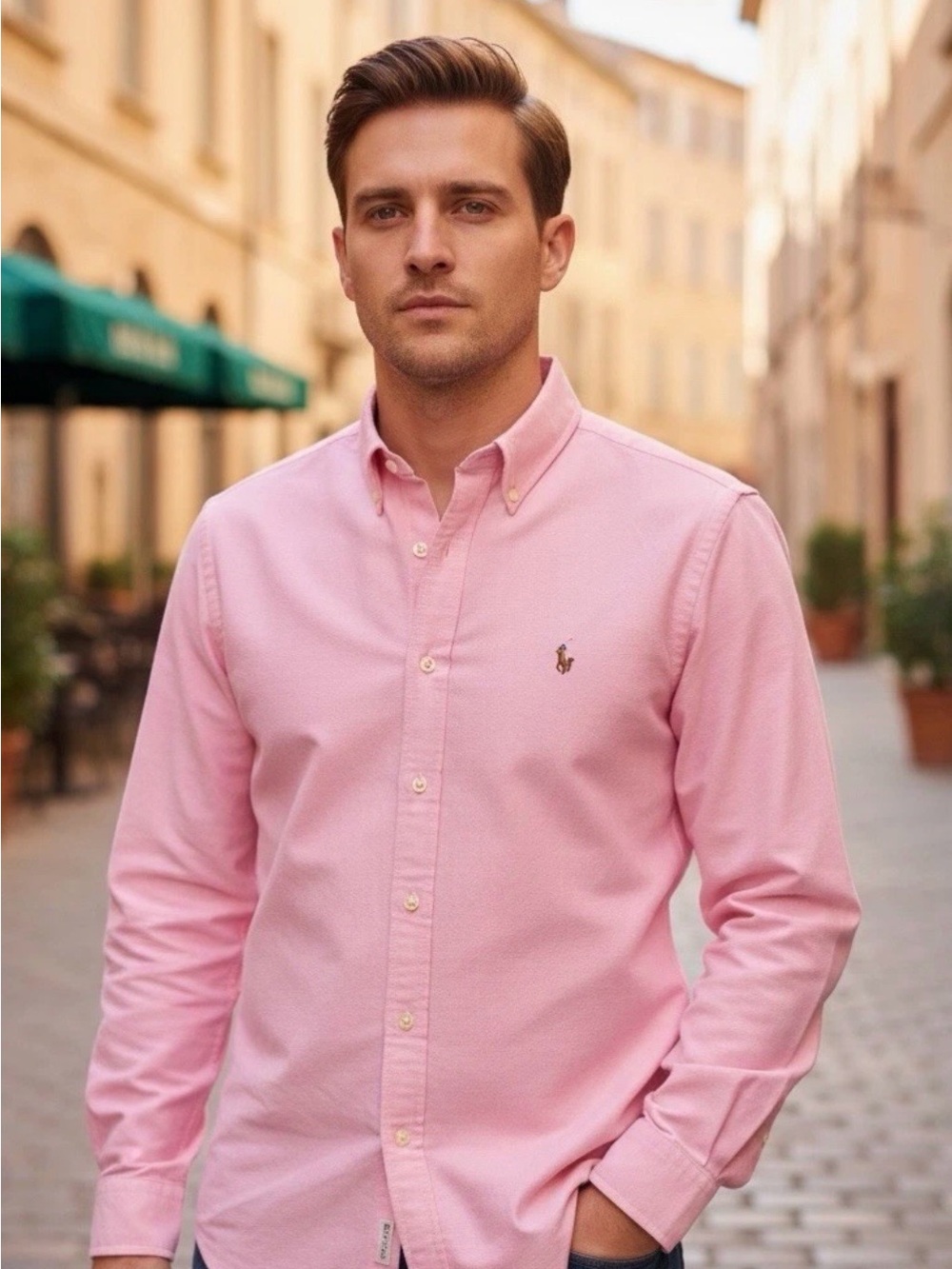 Polo Ralph Lauren Yarmouth Mens 16.5 34 Pink Oxford Cotton Pony Button Down